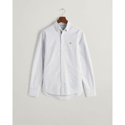Gant Overhemd Slim Oxford Banker Stripe Button Down Persian Blue / male