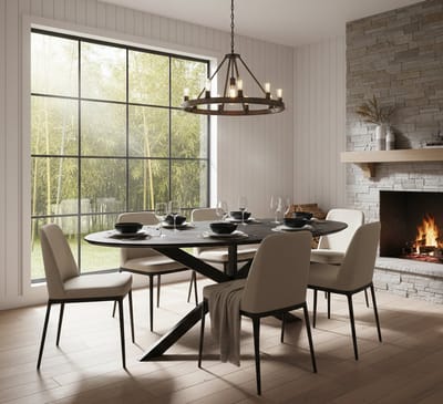 Eettafel Ovaal | Zwart Eikenhout met Metalen Spinpoot | 180 cm - 280 cm | Stijlvol en Modern Design | Novihome