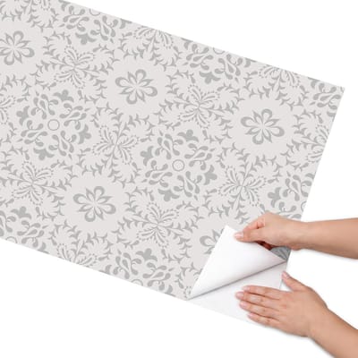 Coloray Meubel Wrap Folie - Grijs Meubelfolie - 65x130 cm - Wrapfolie Keuken Bloemenpatroon - Decoratiefolie - Klassiek Meubelfolie - Meubel Wrap Folie - Woonkamer decoratie - Achtergronden en patronen