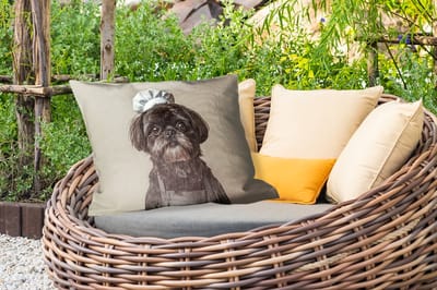 Buitenkussens - Kokskleding - Zwart - Hondje - 60x40 cm - Weerbestendig