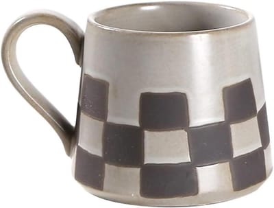 Cappuccinokopje Mok met vierkant patroon, grof keramisch matglas, 250 ml Koffiemok