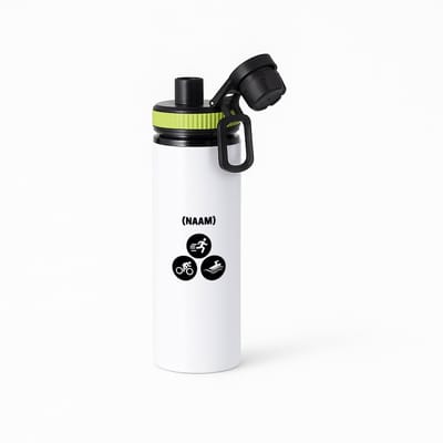 Hacebo® - Triathlon met eigen naam waterfles met draaidop groen - Sport - Sporter - Thriathlon - water fles - 850ML