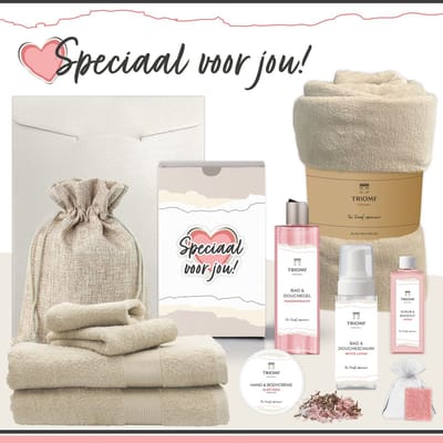 Geschenkset “Speciaal Voor Jou!” - 11 producten - 1660 gram | Triomf Original - Giftset voor haar Cadeau Valentijnsdag Luxe wellness cadeaubox Vrouw Ik hou van jou Cadeaupakket Kerst Geschenk Moeder Verjaardag Gift Set Valentijn Vriendin Beige