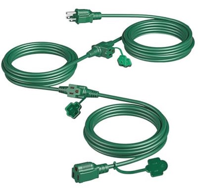 Uitbreidingskabel voor buiten met meerdere stopcontacten (25 ft) - Weerbestendige kabel voor kerstdecoratie en tuinverlichting
