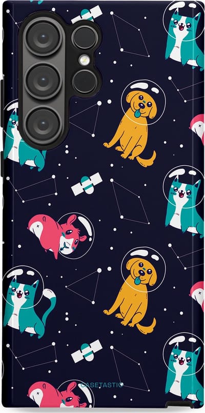 Casetastic Hoesje Geschikt voor Samsung S23 Ultra - Stijlvolle Beschermende Duo-layer Case - Sterrennacht Dieren