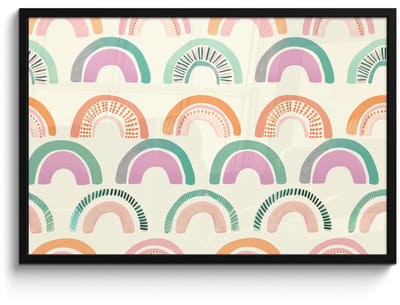 Poster in lijst - Fotolijst 90x60 cm - Posters - Regenboog - Pastel - Patroon - Posterlijst zwart - Decoratie - Wanddecoratie woonkamer - Muurdecoratie slaapkamer