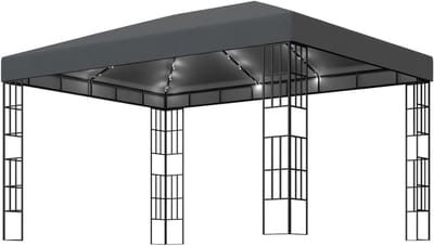 Tuinpaviljoen met LED - Partytent Pergola - Feesten in de tuin - Waterbestendig dak - 3x4 meter - Antraciet