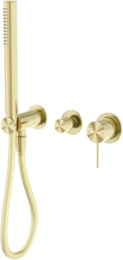 Owen & Finch Messing Staafhanddouche met omstel – Geborsteld Champagne Goud PVD – Combineerbaar met regendouche of een (vrijstaande) Badvuller