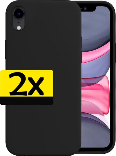 Hoesje - 2 Stuks - Geschikt voor Apple iPhone XR - Sterk & Shockproof - Case Siliconen - Back Cover - Telefoon Hoes - Telefoonhoesjes - Zwart