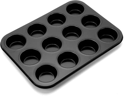 Cupcakevorm - 12 kopjes - Muffins maken bakvorm/blik - 35.3*26.2*3 cm - zwart - Bakvorm - voor thuiskeuken - Antiaanbak muffinvorm - metaal