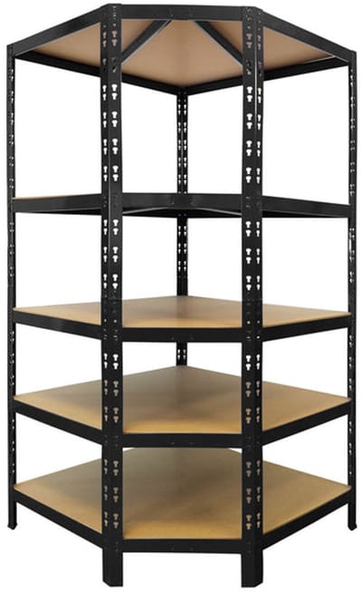FLOORDIREKT Rekken voor Zwaar Gebruik - Hoekrekken - Zwart - 180 x 90 x 42 x 60 cm