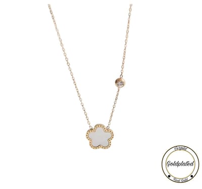 RVS Klaver Ketting | Goldplated | 45+7 | Wit | Geluk | Klavertje vier | Dames Cadeau | Soraro | Chain | Dames Ketting