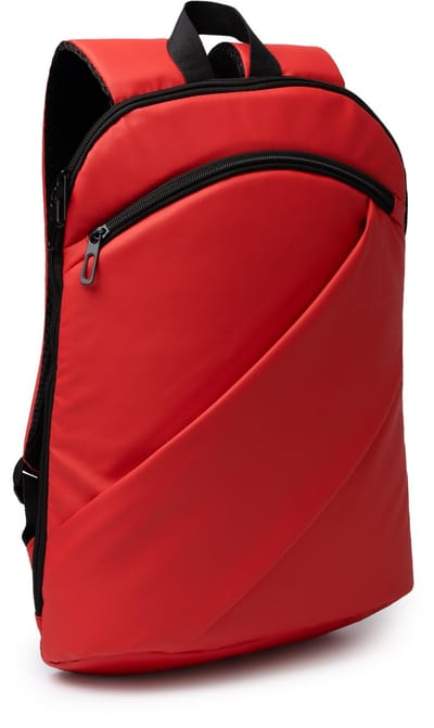 Rode PU leren rugzak Laptopvak 15" Twee voorvakken en trolleyband. Model Liam