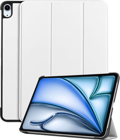 Hoesje - Geschikt voor Apple iPad Air (2024/2025/2026) - 11 inch - Dun & Stevig - Hardcover Book Case - Trifold Bookcase Hoes - Hard Cover - Tablethoes - Wit