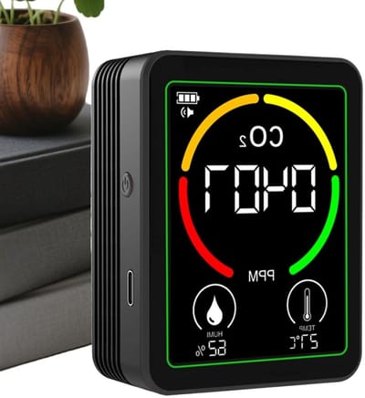 Luchtkwaliteit Monitor - Vochtigheid Meter - Binnenklimaat Bewaken - Geavanceerde Sensoren - 9x7x3.5 cm - Wit
