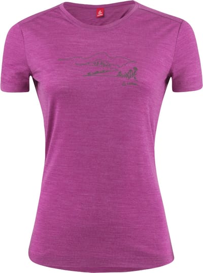 Loeffler shirt korte mouwen W Printshirt Country Merino - Tencel™ Paars