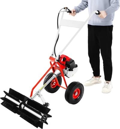 Benzine Veegmachine - Motorbezem - Buiten Reinigen - 43cc 2-Takt Motor - 60cm Werkbreedte - Rood Zwart