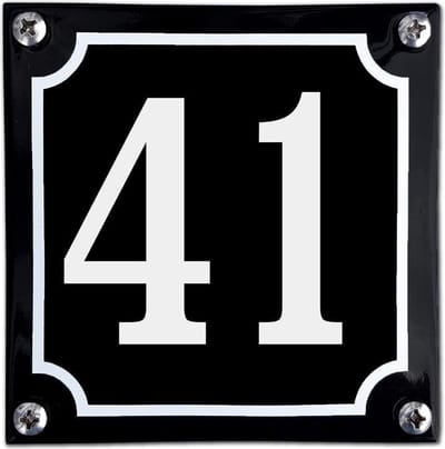 Zwart emaille huisnummer  - 41