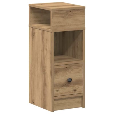 vidaXL - Nachtkastje - met - lade - 25x31x66 - cm - artisanaal - eikenkleurig