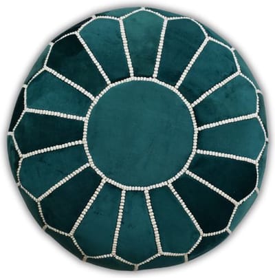 Poufs&Pillows - Velvet poef - Groen - Ronde poef - Fluwelen poef - Handgemaakt en uniek - Gevuld geleverd - Ideaal voor je woon-, slaap- of kinderkamer