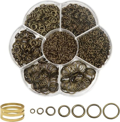2300 Stuks Bronzen Splitringen van 3 tot 10mm - Metaal Jump Rings met Opener voor Kettingen, Armbanden en DIY Sieraden Maken