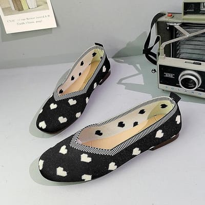 Chaussures Décontractées d'Été pour Femmes, Mocassins Plats à Enfiler en Maille, Chaussures en Tissu Love pour Dames, Baskets de Créateur, Mocassins pour Femmes 40 noir