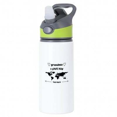 Hacebo® - grandma I love you this much waterfles met rietje groen - Oma - geweldige oma - liefste oma - verjaardag - cadeau - kado - bedankje - geschenk - water fles - 650ML