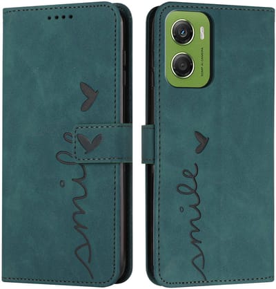 Coverup Hoesje - Geschikt voor Motorola Moto G06 / G06 Power Hoesje - Coverup Smile Book Case - Groen