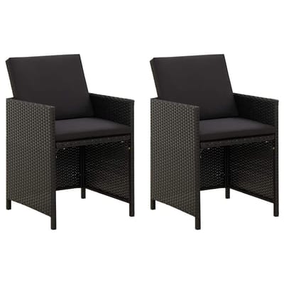 vidaXL - Tuinstoelen - 2 - st - met - kussens - poly - rattan - zwart