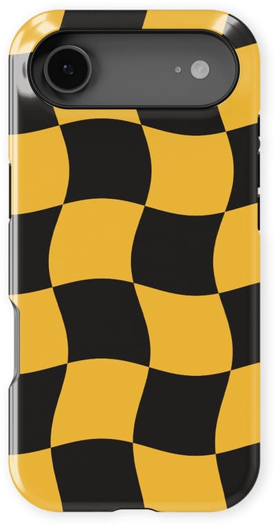Checkered Warp Hoesje geschikt voor iPhone 17 Air | Geschikt Voor Mag | Uniek Design Hoesje | Beschermhoes geschikt voor iPhone 17 Air Yellow Rush