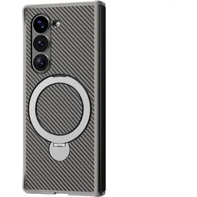 Schokbestendige Roterende Houder Carbon Fiber Leer Telefoonhoesje voor Samsung Galaxy Z Fold 6 5 4 Fold6 Fold5 Fold4 5G Beugel Cover For Samsung Galaxy Z Fold4