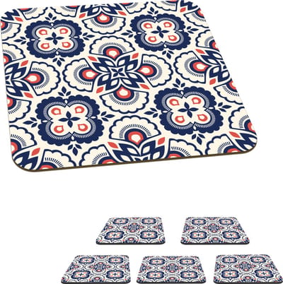 Onderzetters voor glazen - Bloemen - Retro - Design - 10x10 cm - Glasonderzetters - 6 stuks