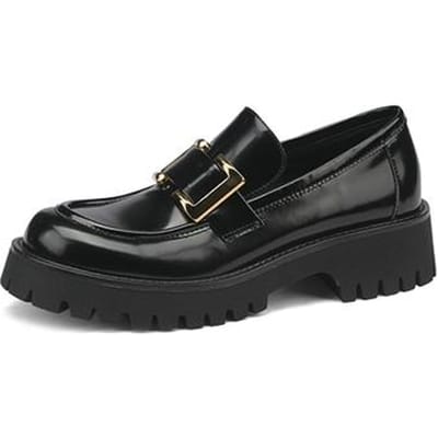 Nouvelles chaussures tendance pour femmes en cuir fendu, mocassins décontractés à enfiler, escarpins confortables, chaussures à plateforme, chaussures à talons ronds pour femmes 34 black