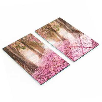 Duurzame en stijlvolle glazen snijplanken met roze boombloemenpatroon, 2x30x52 cm