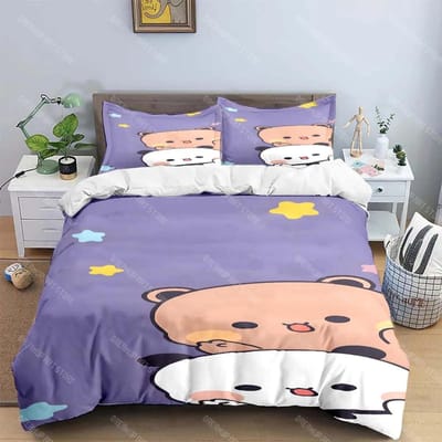 Cadeau Fille Garçons Exquis Dessin Animé B-bubu Papier Peint Anime Impression Numérique Ensemble de Literie Housse de Couette Couette Lit Jeunesse Enfants EU Single 90x200cm