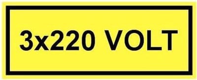 3 x 220 volt sticker 250 x 100 mm