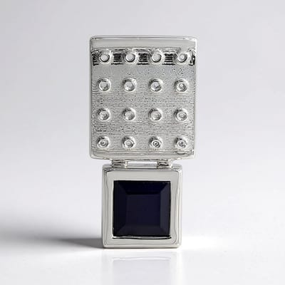 Cavill - Zilveren Hanger 925 Sterling Zilver - Blauwe Saffier 1,07 ct Carré - Modern Elegant Design - Madagaskar Edelsteen 21x10 mm