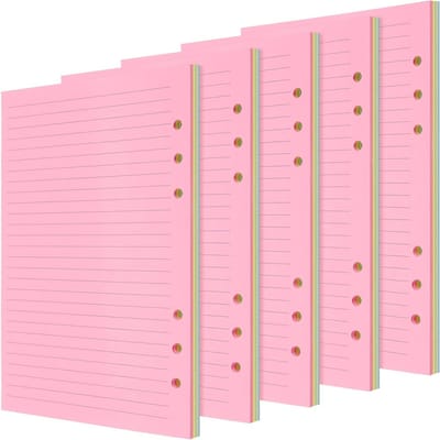250 Vellen A5 Gelijnd Navullingspapier, A5 Planner Invoegen, Gekleurd 6 Gaten Geponst Losbladig Papier voor Planner, Dagboek, Notities en Reisverslagen