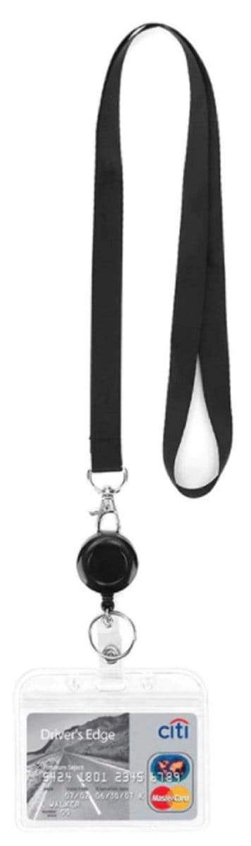 Badgehouder - Trekkoord sleutelhanger – zusterhorloge – verpleegster trekkoord – transparant MET KAARTHOUDER – I-deLuxe verpakking