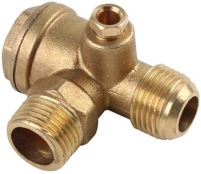 Dailygoody - 3 Poort Terugslagklep - Messing - 20mm Mannelijke Schroefdraad - Luchtcompressor Connector Tool - Geschikt voor Luchtdruktank