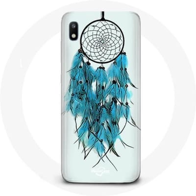 Coque pour Samsung Galaxy A10 Attrape Rêve Bleu Fond Blanc