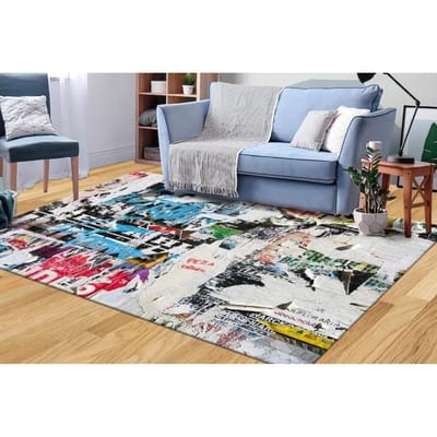 Moderne Straatkunst Vloerkleed Kleurrijk Gescheurd Ontwerp Graffiti Patroon 3D Effect Tapijt voor Voordeur Eetkamer Binnen Huisdecoratie 60*90cm