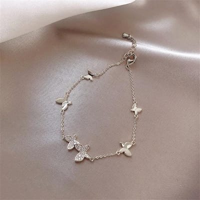 Allergie voorkomen 925 Sterling Zilveren Trouwarmband Voor Vrouwen Koppels Klassieke Kristal Vlinder Hand Sieraden Cadeaus zilver