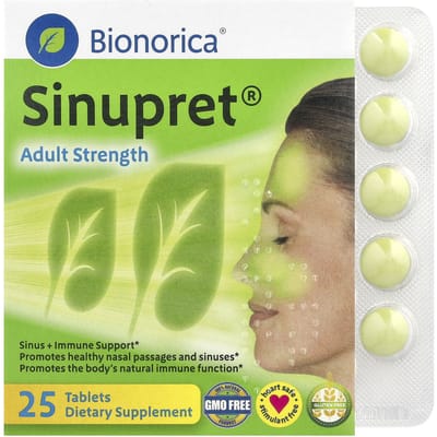 Sinupret®, Sinus + Immuunondersteuning, Sterkte voor Volwassenen, 25 Tabletten