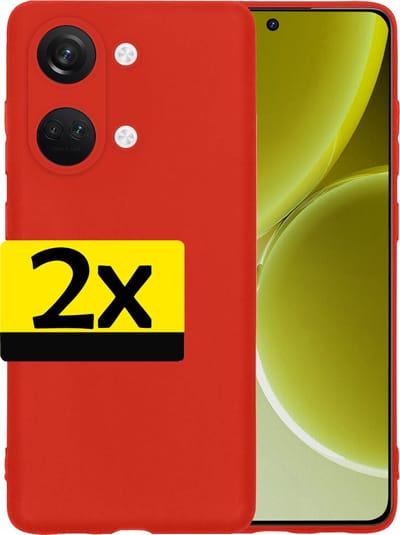 Hoesje - 2 Stuks - Geschikt voor OnePlus Nord 3 - Sterk & Shockproof - Case Siliconen - Back Cover - Telefoon Hoes - Telefoonhoesjes - Rood