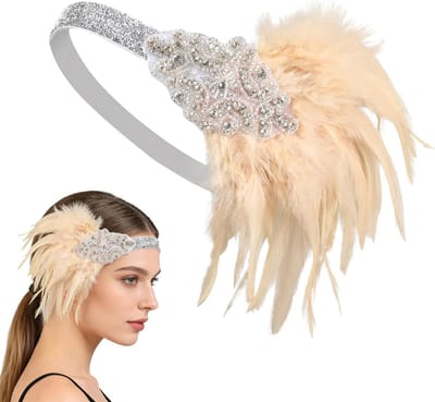 Vintage Flapper Haarband met Veer en Pailletten voor 1920's Gatsby Kostuum en Feestaccessoires