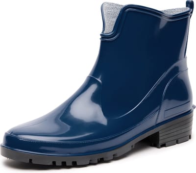 Ladeheid LA-LMG-930-Elke Dames Regenlaarzen - Rubber - Enkelhoogte - PVC - Waterdicht – Donkerblauw – 36