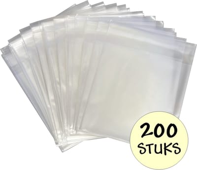 200x Cellofaan Zakjes Frosted 10x10cm - Zakjes Met Plakstrip - Zelfklevende Zakjes - Uitdeelzakjes - Mat Transparant - 200 Stuks