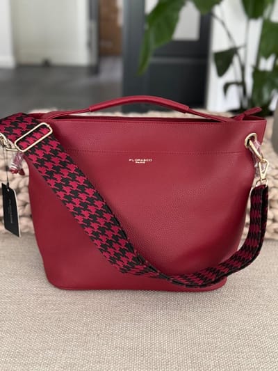 Damestas - Flora & Co - Tas in Tas handtas met fashion riem - Rouge Fonce.