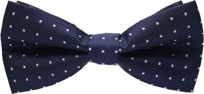 Fako Fashion® - Vlinderstrik - Vlinderdas - Deluxe - 12cm - Donkerblauw Met Kruisjes